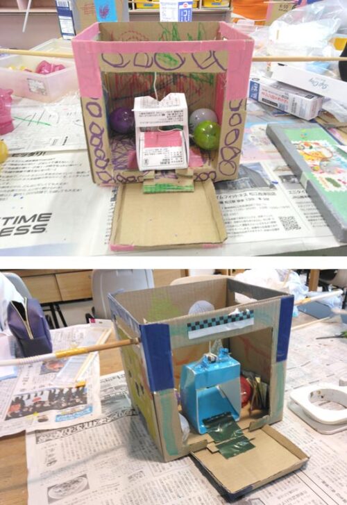 手作りクレーンゲームの完成画像